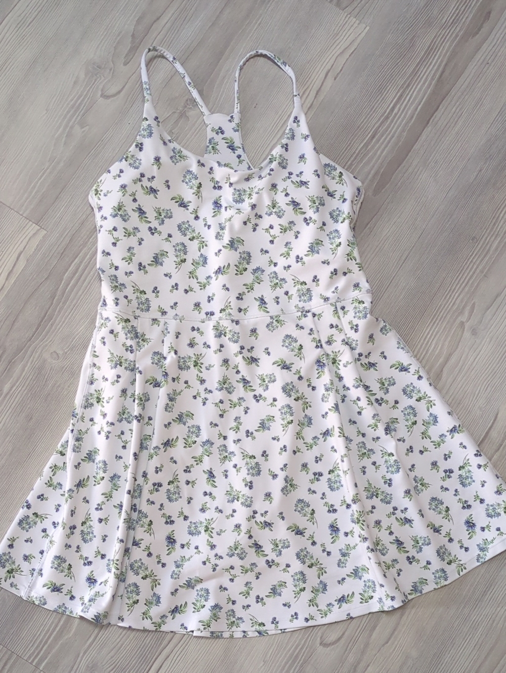 Sage Collective Floral Athletic Tennis Dress L Built In Shorts Blue Green Ditsy